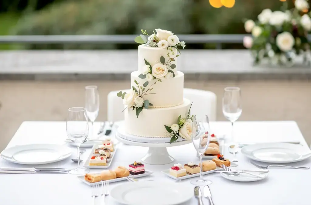 Hochzeitspaar vor Standesamt in Deutschland während der Trauung