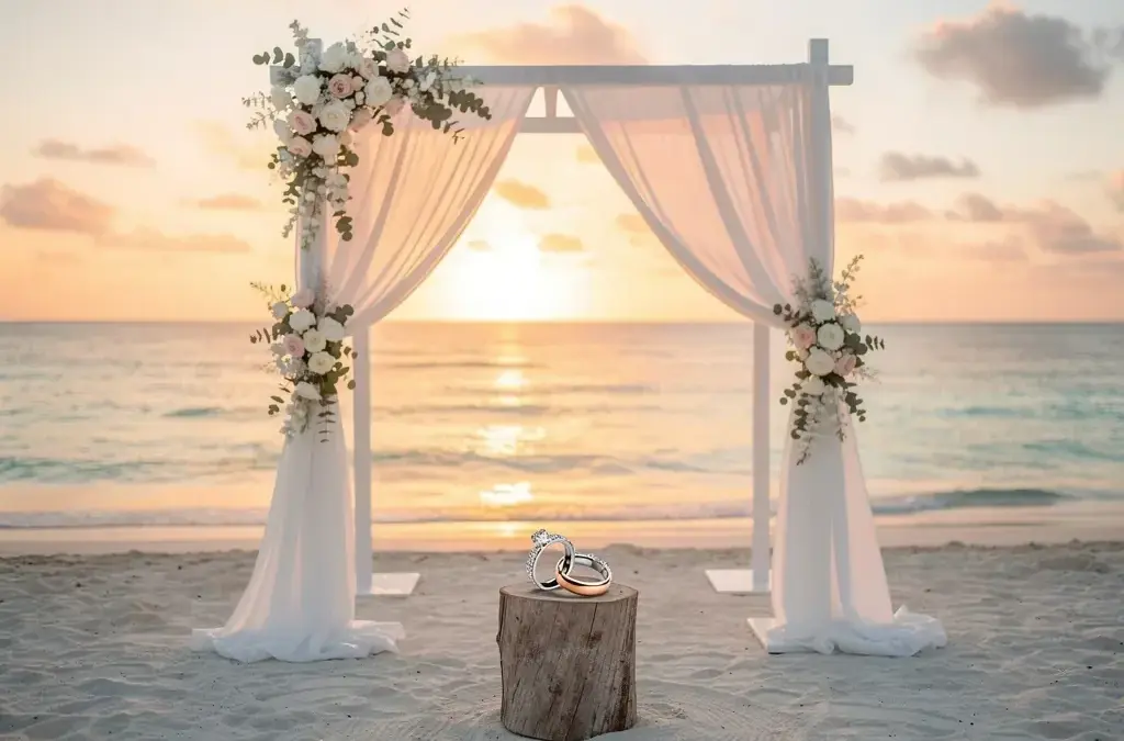 Verlobungsring und Hochzeitskleid für eine Hochzeit im Ausland