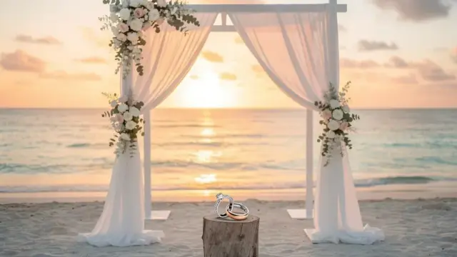 Verlobungsring und Hochzeitskleid für eine Hochzeit im Ausland