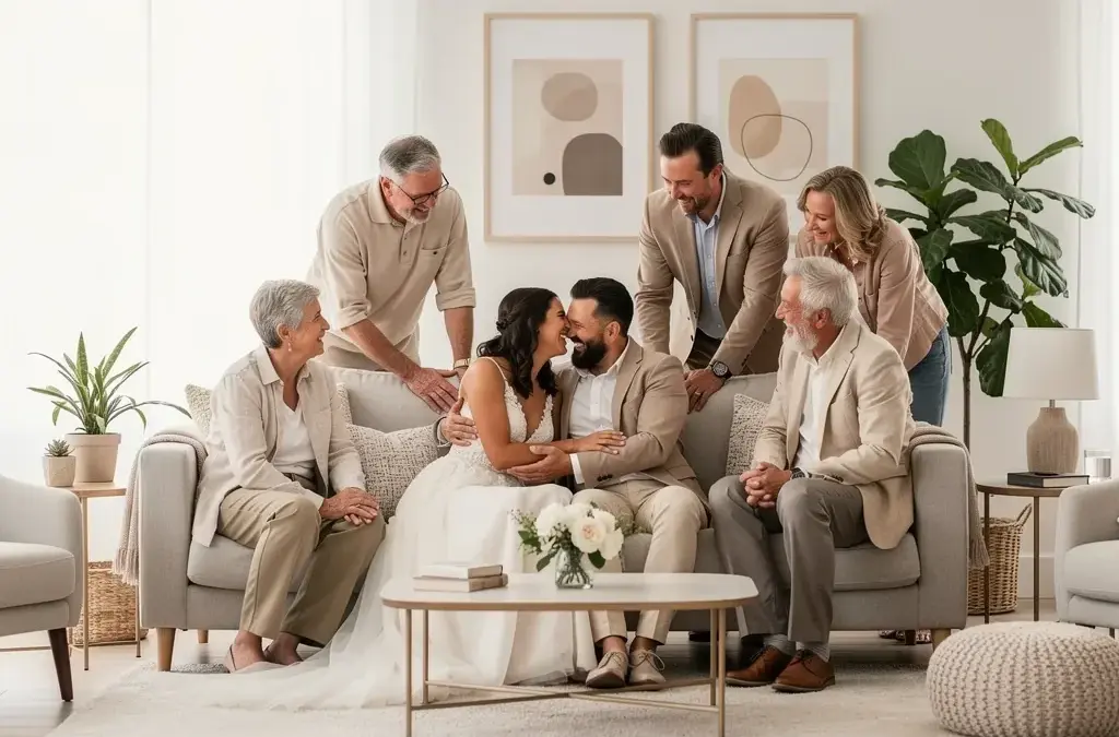 Hochzeit eheschließung mitteilen an Familie und Freunde nach der Trauung