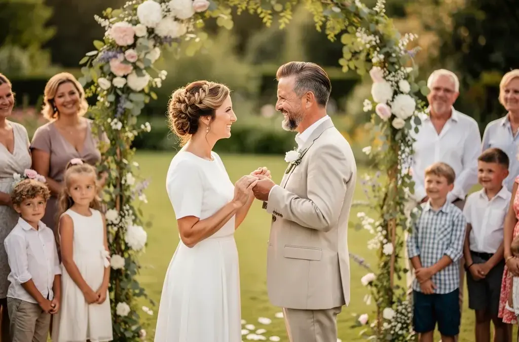 Braut und Bräutigam bei der Planung ihrer zweiten Hochzeit mit besonderen Tipps