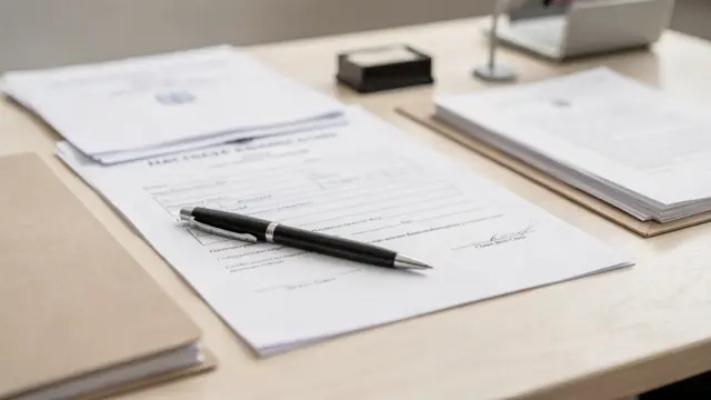 Ehefähigkeitszeugnis und Heiratsunterlagen auf einem Schreibtisch im Standesamt