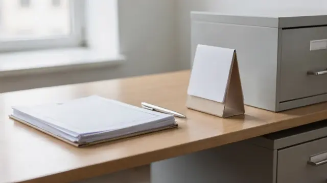 Standesamt-Anmeldung zur Eheschließung mit Formularen, Stift und Ordner auf einem Schreibtisch