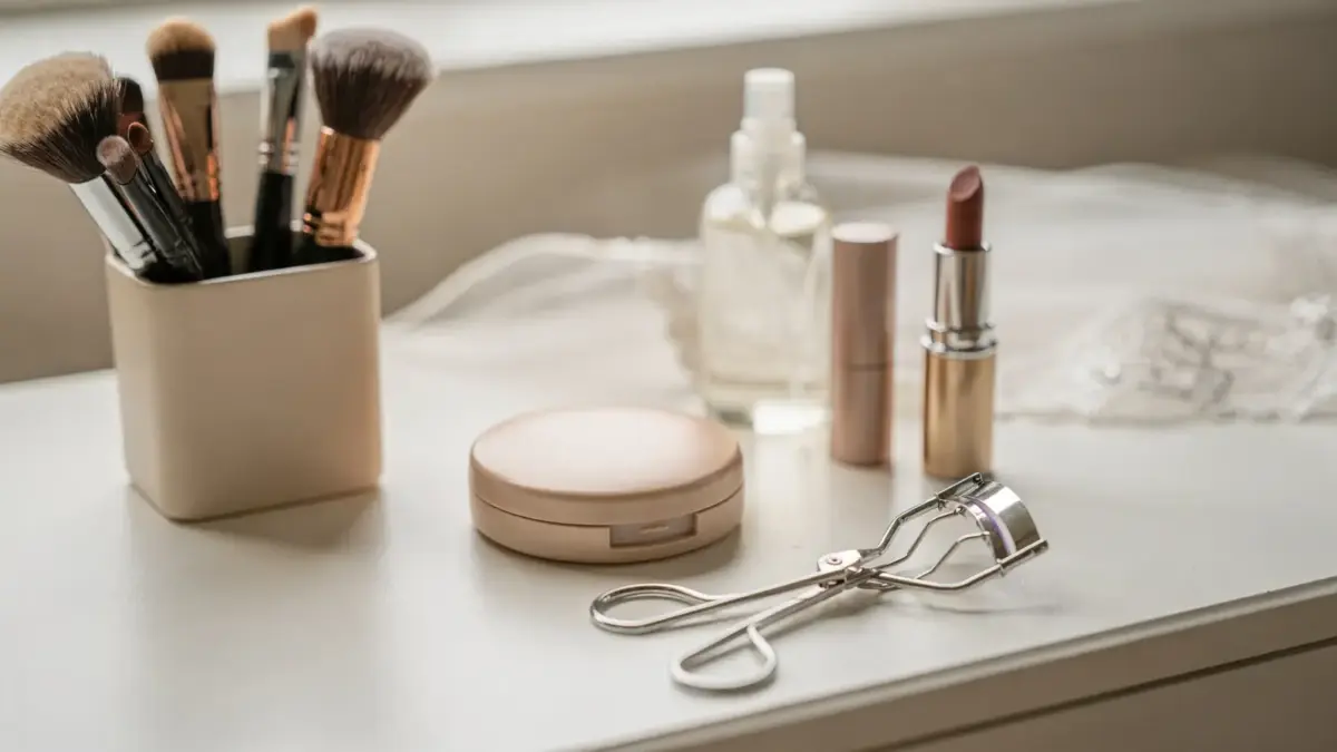 Braut-Make-up-Set mit Puder, Pinsel und Setting Spray für langanhaltendes Hochzeits-Make-up