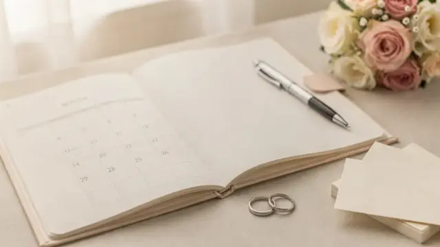Planung einer Hochzeit mit Tagesplan, Kalender und Deko für einen entspannten Ablauf