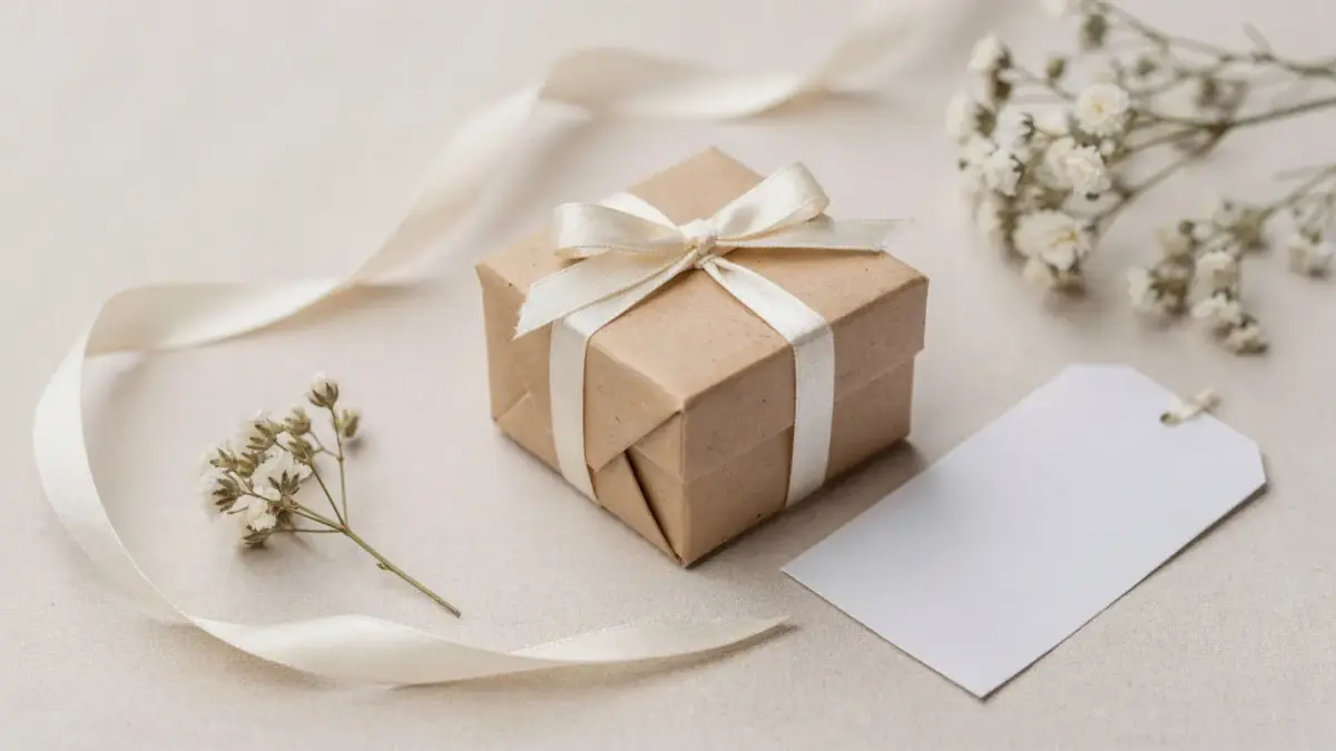 Kleines Hochzeitsgeschenk mit schlichter Verpackung als Idee für kleines Budget