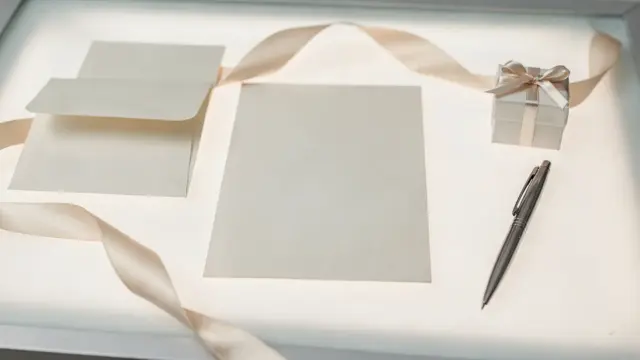 Hochzeitseinladung mit Geschenkbox als Beispiel für einen höflichen Geschenkwunsch zur Hochzeit