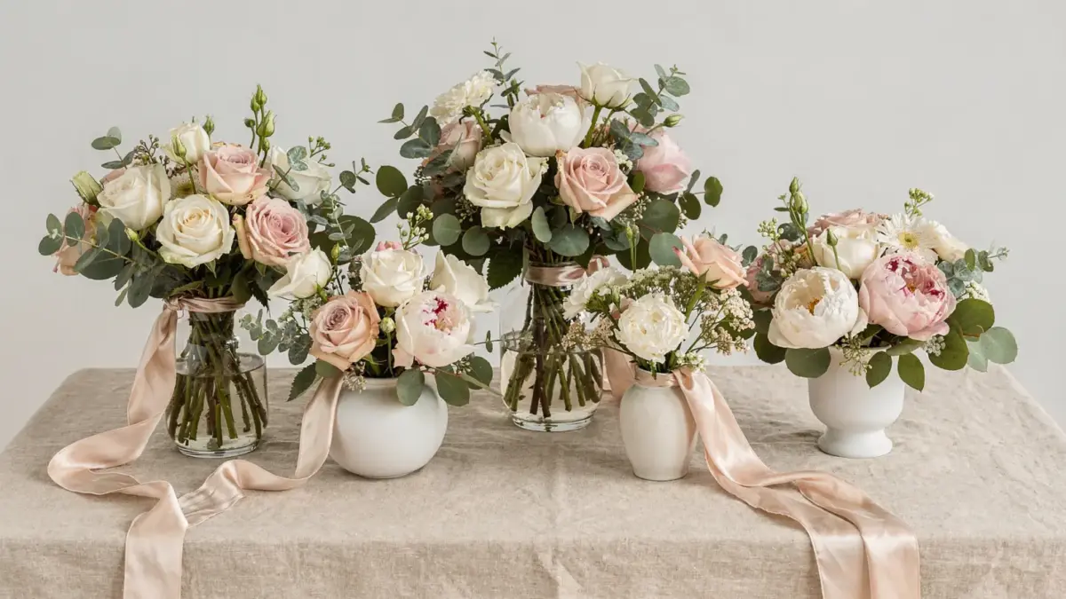 Hochzeitsblumen in einer stilvollen Arrangement-Auswahl für verschiedene Hochzeitsstile