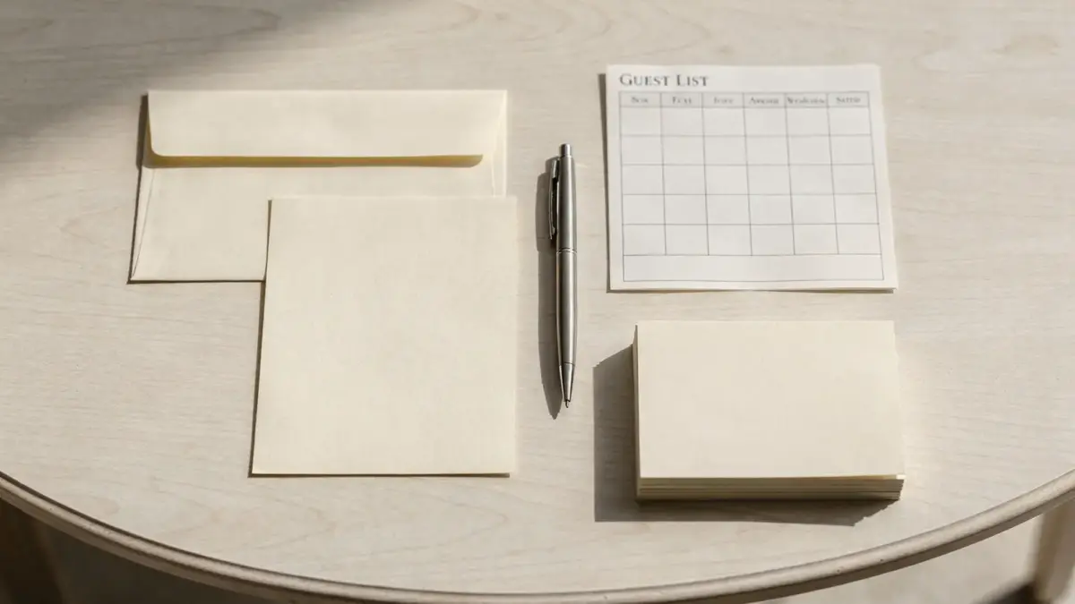 Hochzeit Absage formulieren: Einladungskarte, Umschlag und Kalender für höfliche Texte an Gäste und Begleitpersonen