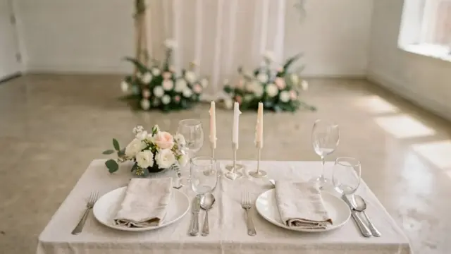 Intime Micro-Wedding-Hochzeit mit kleiner Tischdeko und schlichtem Zeremonie-Setup